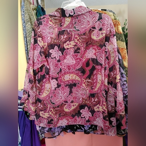 NEW NOTATIONS 2 PIECE BUTTON DOWN SHIRT AND MATCHING TANK TOP Shirt Plus Size XL - Picture 9 of 10